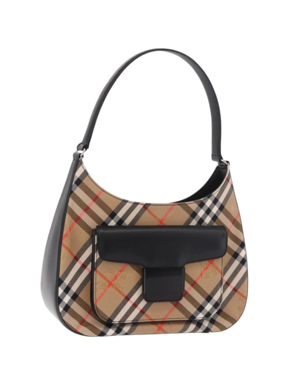 Burberrys Shoulder Bag Canvas Beige Silver Nova Check